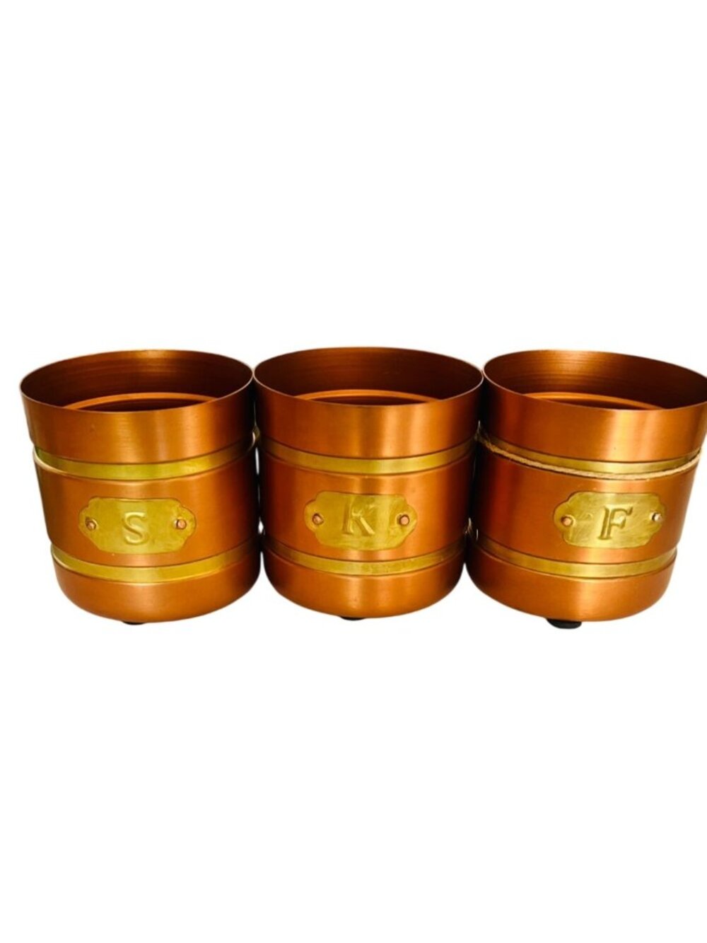 Vintage like Copper & Brass 3-Piece Utensil Caddy Set – Farmhouse Kitchen Decor